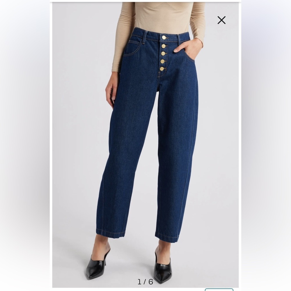 FRAME Exposed Button Fly Crop Balloon Leg Jeans